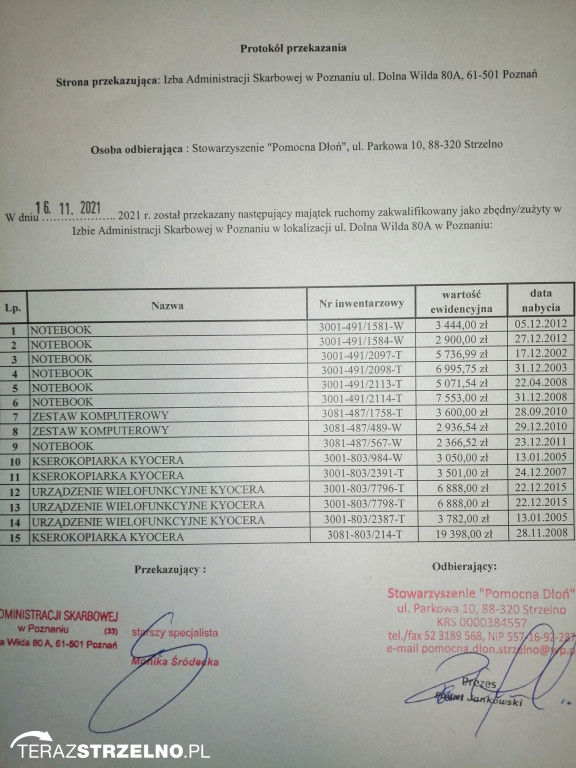 KAS w Poznaniu przekazało sprzęt Stowarzyszeniu 
