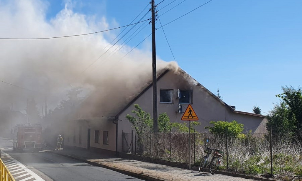 Pożar budynku jednorodzinnego w Strzelnie