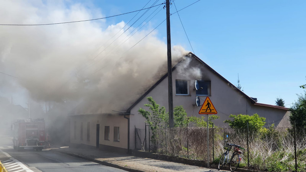 Pożar budynku jednorodzinnego w Strzelnie
