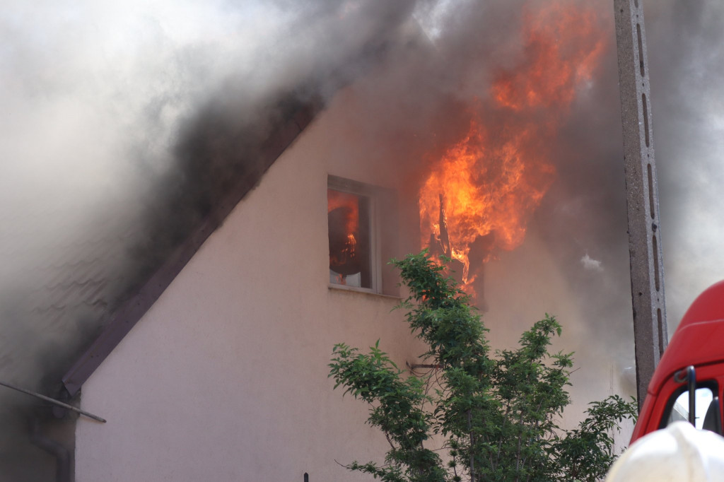 Pożar budynku jednorodzinnego w Strzelnie