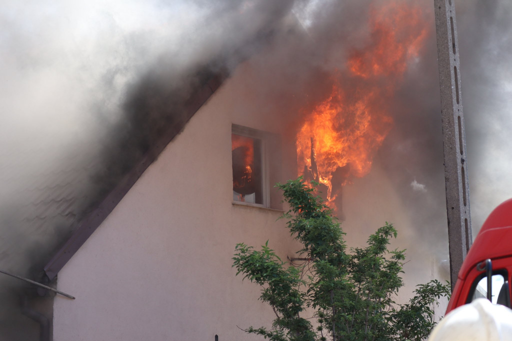 Pożar budynku jednorodzinnego w Strzelnie