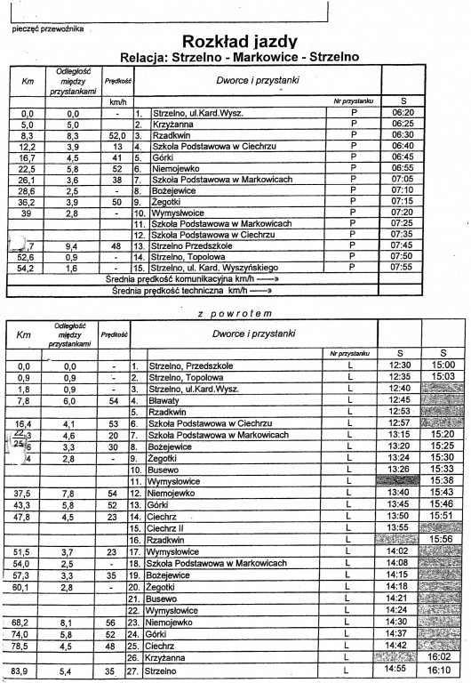 Rozkład jazdy autobusów szkolnych