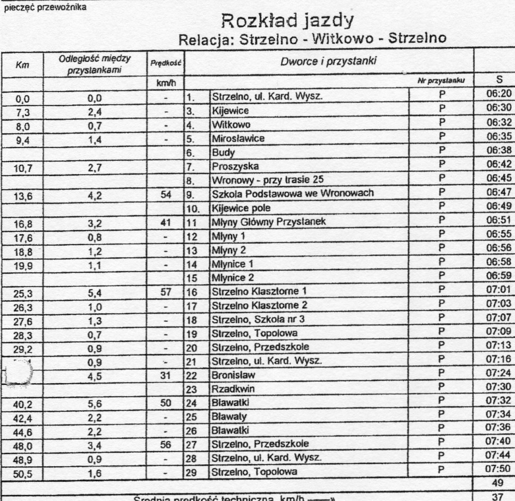 Rozkład jazdy autobusów szkolnych