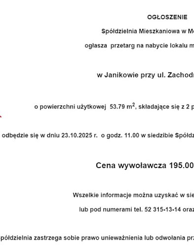 Przetarg na lokal mieszkalny w Janikowie-12644