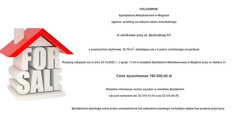 Przetarg na lokal mieszkalny w Janikowie - 12644